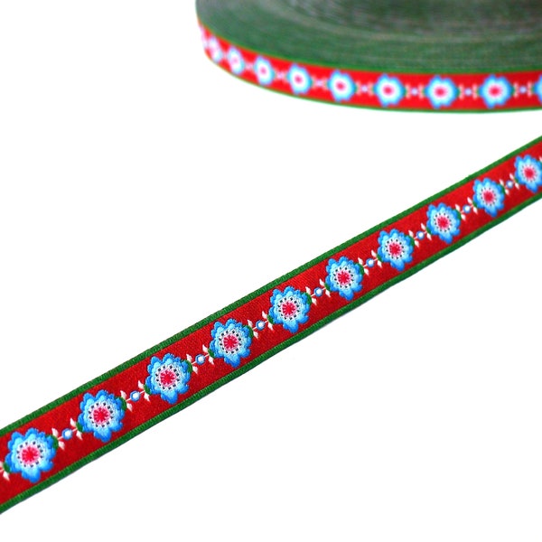 Woven ribbon "Poppy Parade Crimson" red 12 mm Jolijou