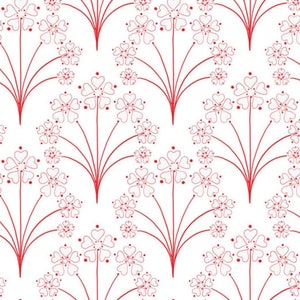 Sweatstof modal &quot;Pretty Flower&quot; wit-rood Lillestof