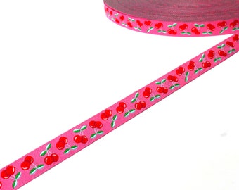 Webband "Kirschen" Pink-Rot 12 mm Jolijou