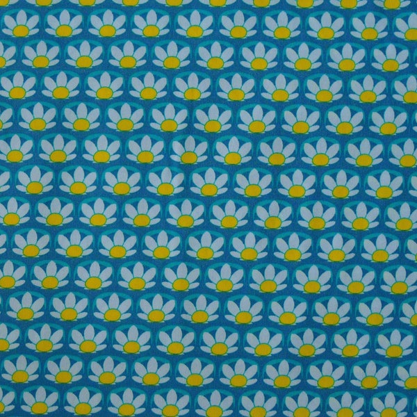 Cotton fabric poplin "Daisies" Petrol Stenzo