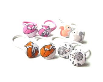 Hair Tie Cable "Forest Animals" Selection 18 mm Button