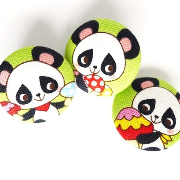 Stoffknöpfe Knopf-Set "Panda" Grün 28 mm Kokka