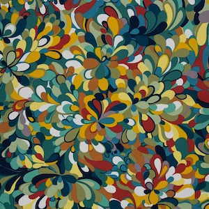Coated cotton &quot;swirl&quot; petrol colored Leona