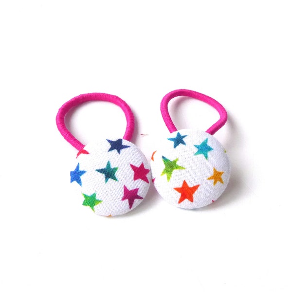 Hair Tie Zopfgummi "Crazy Stars" White-Colorful 23 mm Button