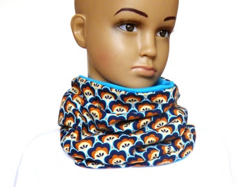 Children loop round scarf "Seashell" blue-turquoise 4-6 years