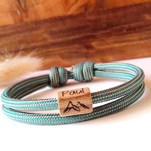 Bracciale in corda da vela con cursore in legno e incisione