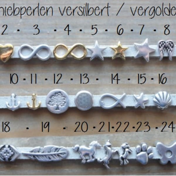 Option petites perles coulissantes, uniquement dans le cadre de l'achat d'un bracelet en cuir