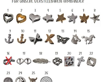 Versilberte und vergoldete Schiebeperlen für unsere verstellbaren Armbänder