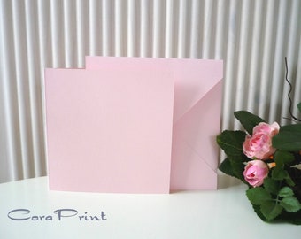 Double cards square with matching color envelope color pink