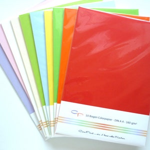 10 Bogen Colorpapier - Bastelkarton 160 g A4