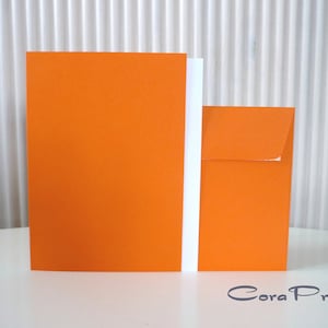 TOP Angebot - 50 Doppelkarten A6 orange mit farblich passenden Kuverts + Einleger