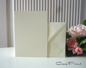 10 double cards B6 ivory ivory with matching envelopes