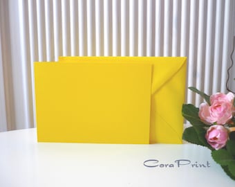 10 double cards A6 landscape format sunny yellow with matching envelopes