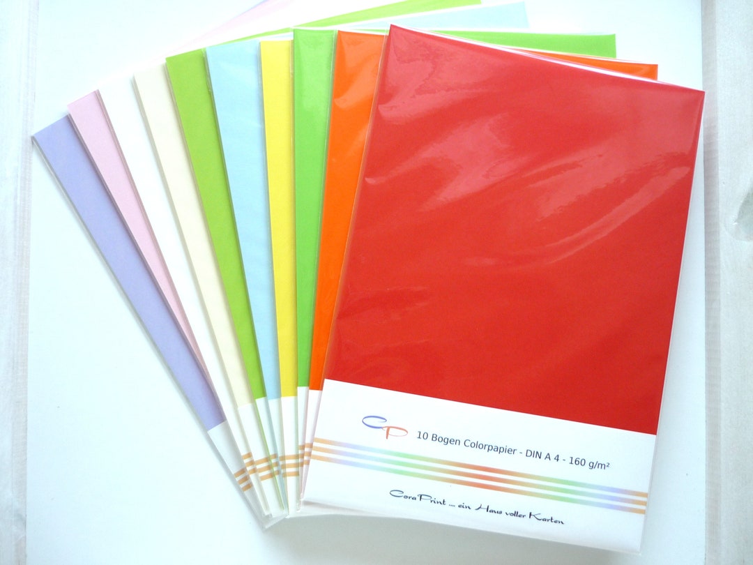 10 Sheets of Color Paper Craft Carton A4 160 Grams Etsy
