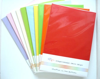 10 Bogen Colorpapier Bastelkarton A4 - 160 Gramm