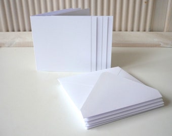 10 double cards - folded cards - white with matching envelope