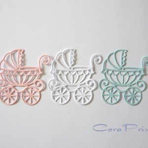 10 die-cut parts of delicate strollers - choice of colors