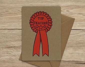 Top Teacher | Linocut Card