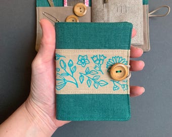 Handprinted Linen Needle Book