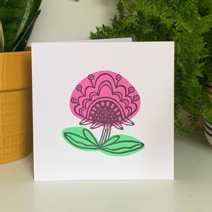 Greetings Card | Folk Flower II | HANDPRINTED Linocut Card