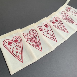 Folk Heart Bunting | Handprinted Bunting
