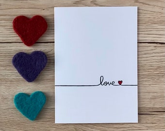 Linocut Card | Scripted Love | Handprinted | Anniversary Card