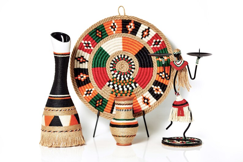 Kenya ethnic home decor set Samburu tribal art. African Etsy