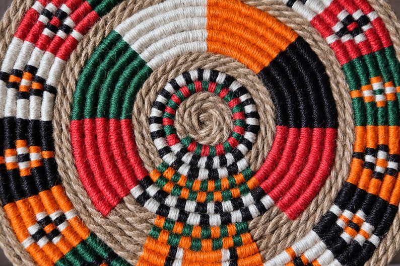 African circle woven wall decor Kenya Samburu dyed rope Etsy