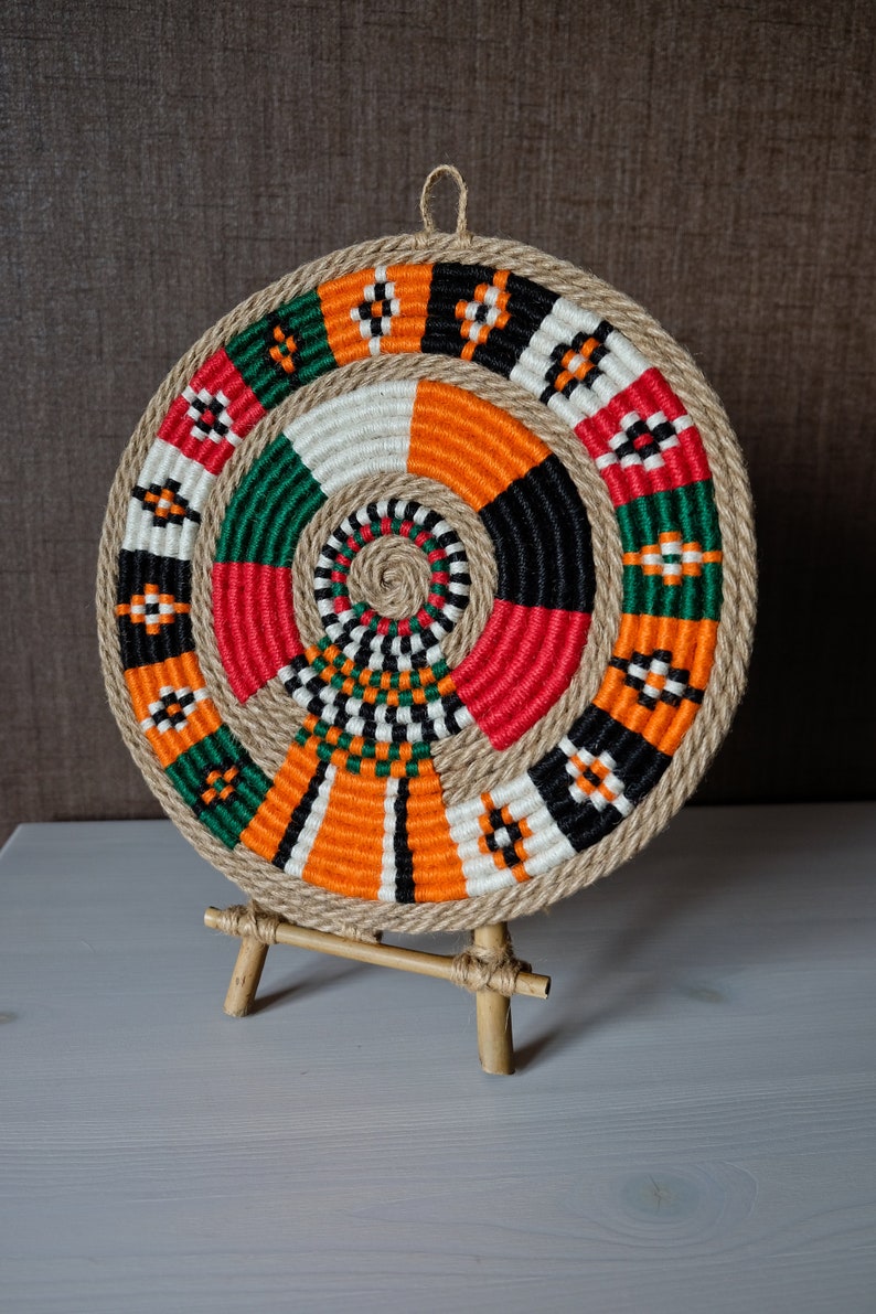 African circle woven wall decor Kenya Samburu dyed rope Etsy