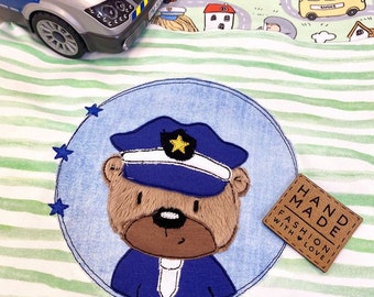 Archivo de bordado oso policía