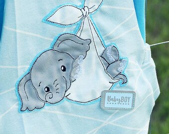 Archivo de bordado doodle elefante con bolsa de transporte