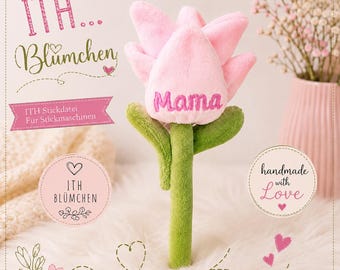 Archivo de bordado ITH de flores, regalo para mamá