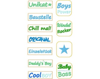 Stickdatei Labels Boys Set1