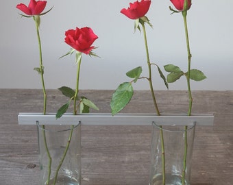 Upcycling Blumen Glasvasen 2L alu