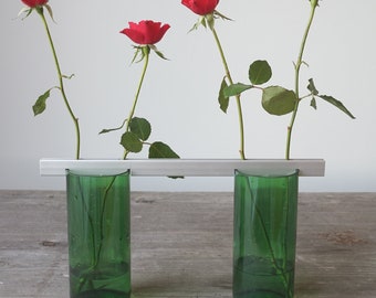 Upcycling Blumen Glasvasen 2L alu