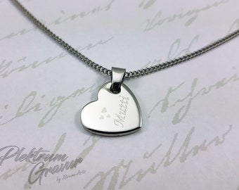Stainless Steel Pendant Heart 18 x 16 mm with text engraving