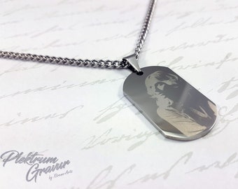 Stainless steel Pendant ID tag 22x38 incl. Photo Engraving