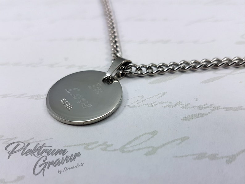 Stainless steel pendant around 25 mm including photo engraving image 2