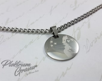 Stainless steel pendant around 25 mm including photo engraving