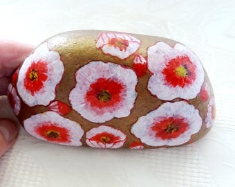 Merry Christmas Good Luck Stone Hand Painted Gift Stone Decorative Modern Vintage Design Stone