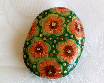 Lucky charm, hand-painted pebble, vintage stone, ornament, modern design, decorative stone