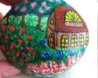 Pebble hand-painted, unique modern living decoration design, glücksbrunger, fairytale garden stone