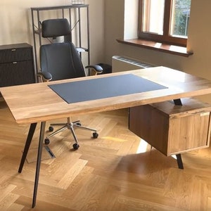 Designer Oak Desk On Metal Legs Office Desk Modern Wooden Desk VITA