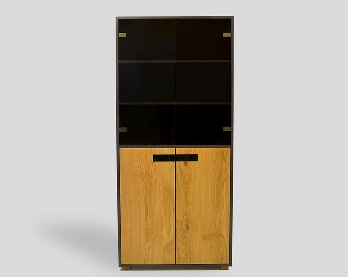 Antique Pair 11 Lite Hardwood 17x35 Cabinet Bookcase Chestnut | Etsy