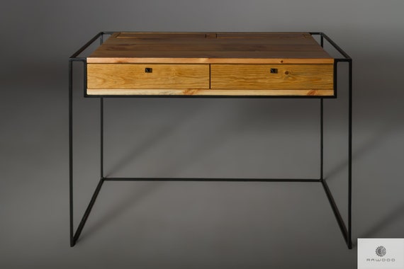 Industrial Desk Made Of Old Solid Wood Industrial Desk With Etsy