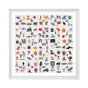 Padrão de ponto cruz do alfabeto moderno (formato digital PDF) - Gráficos de ponto cruz da Tiny Cross Stitch Co