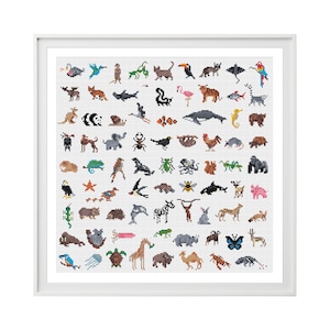 Animal Cross Stitch Pattern (Digital Download - PDF) - Modern Cross Stitch Charts by Tiny Cross Stitch Co