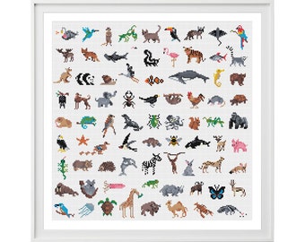 Animal Cross Stitch Pattern (Digital Download - PDF) - Modern Cross Stitch Charts by Tiny Cross Stitch Co