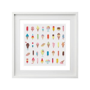 Patrón de punto de cruz Ice Cold Treats (Descarga digital - PDF) - Gráficos de punto de cruz de helados y paletas de hielo por Tiny Cross Stitch Co