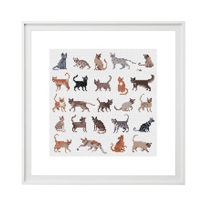 Kreuzstichvorlage Katze (Digitales Format PDF) - Moderne Kreuzstichvorlagen von Tiny Cross Stitch Co
